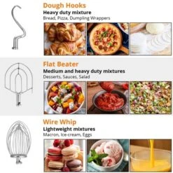 10Qt Commercial Food Mixer, 600W Commercial Stand Mixer With 3 Speeds Adjustable &3 Mixer Attachments