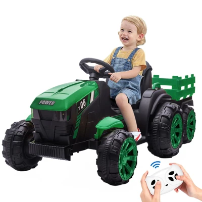 12V Kids Ride On Tractor With Trailer, Battery Powered Electric Vehicles Toy With 35W Dual Motors 8 12V Kids Ride On Tractor With Trailer, Battery Powered Electric Vehicles Toy With 35W Dual Motors - Image 8