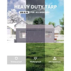 13'x20' Upgraded Carport With 200g Tarp For All-weather; Heavy-duty Reinforced Steel Frame, Perfect For Full-size Pickup Trucks. Silver Gray.