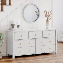 Modern 7 Dresser For Bedroom, 47.2" Wide Dresser With Storage, Wooden Closet Dressers Chest Of Drawers Freestanding, White -Home Decor Store GUEST b34b88a9 9ca4 477f 82b7 9b5805e7dc0f