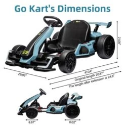 24V Electric Go Kart For Kids，Powerful Drift Kart With Adjustable Seat