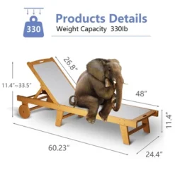 Whizmax Fir Lying Bed ,Portable Leisure Chair With Adjustable Wheels, Sunscreen And Breathable Textilene Fabric