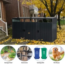 Garbage Can Storage Shed, Stores 3 Trash Cans,Outdoor Garbage Bin Storage Shed Galvanized Steel Outdoor Storage Shed, With Padlock Doors Storage Shed -Home Decor Store GUEST b722dc7d ca00 4215 92d9 d03648932937