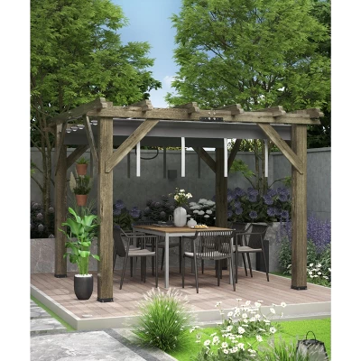 10x12x7.5FT Cedar Pergola Outdoor Wood Pergola With Canopy, Solid Structure Shelter For Deck, Garden, Backyard, And Lawn - Grey Charcoal 1 10x12x7.5FT Cedar Pergola Outdoor Wood Pergola With Canopy, Solid Structure Shelter For Deck, Garden, Backyard, And Lawn - Grey Charcoal