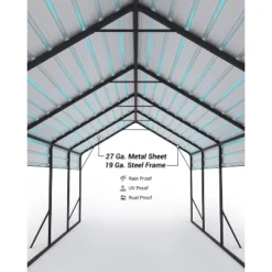 13'x26'x11' Oversized Metal Carport, Steel Heavy Duty Carport For All-Weather, Permanent Shelter For Boats, Pickup Trucks, And Tractors, N.W. 780 Lbs -Home Decor Store GUEST b9c5b91a e583 4668 b2f6 c2655e3bdeb9