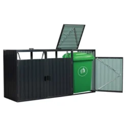 Garbage Can Storage Shed, Stores 3 Trash Cans,Outdoor Garbage Bin Storage Shed Galvanized Steel Outdoor Storage Shed, With Padlock Doors Storage Shed -Home Decor Store GUEST ba7e7221 c2d7 4c94 89d0 539e92107043