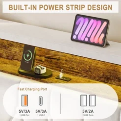 Whizmax Velvet Upholstered Platform Bed Frame With Storage Headboard, Nailhead Trim Wingback Headboard, Wood Slats Support, Off White -Home Decor Store GUEST bb0b2c05 6011 4553 8420 679a1c646503