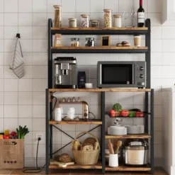 Kitchen Baker Rack With Wire Basket, Microwave Stand With Power Outlet, Large Open Storage Shelves, 6-Tier Freestanding Utility Storage Shelf 17 Kitchen Baker Rack With Wire Basket, Microwave Stand With Power Outlet, Large Open Storage Shelves, 6-Tier Freestanding Utility Storage Shelf -Home Decor Store GUEST bd6f4b0e d235 46ae 92bb 25210897c76b
