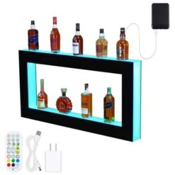 LED Lighted Liquor Bottle Display, Square 3-Step 48-Inch Wall Mounted Acrylic Liquor Shelf With Remote & App Control -Home Decor Store GUEST be7eb406 2e41 4ad6 9fd5 c8d865f660f7