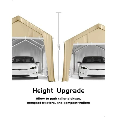 10'x20' Windproof Carport With Reinforced Frames And 180g PE Canopy; Includes Front And Rear Doors, Perfect For Pickups, Boats, And Equipment. 7 10'x20' Windproof Carport With Reinforced Frames And 180g PE Canopy; Includes Front And Rear Doors, Perfect For Pickups, Boats, And Equipment. - Image 7