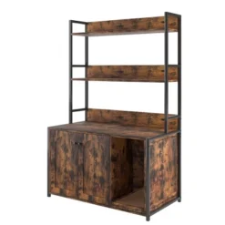 Cat Litter Box Enclosure Furniture, Hidden Litter Box With Scratch Pad Wooden Cat Washroom Storage With 2 Doors And Shelf Cat Cabinet-Brown -Home Decor Store GUEST c18dff97 cdae 4944 8bf3 314b723cc9ac