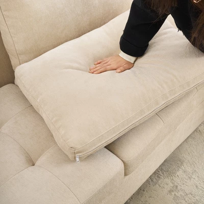 3 Seat Sofa Couch, 89'' Chenille Fabric Upholstered Sofa With Wide Armrest, Comfy Couches With Side Storage Pockets For Living Room, Bedroom 3 3 Seat Sofa Couch, 89'' Chenille Fabric Upholstered Sofa With Wide Armrest, Comfy Couches With Side Storage Pockets For Living Room, Bedroom - Image 3