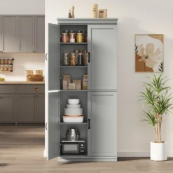 Tall Kitchen Pantry Cabinet, Storage Cabinet With 4 Doors & Adjustable Shelves, 70" Freestanding Cupboard, Tall Bathroom Linen Cabinet -Home Decor Store GUEST c2128bd5 2aa0 4f48 b7d2 497a2ab1254a