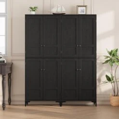 71 Inch Tall Storage Cabinet, Kitchen Pantry Cabinet 5 Tier Bathroom Cabinet With 4 Doors Adjustable Shelves For Kitchen, Dining Room, Bathroom