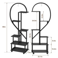 Set Of 2 Metal 6-Tier Tall Plant Stands With Detachable Wheels And Drawers, Half Heart Shape Design For Indoor/Outdoor Home, Garden, Patio, Balcony -Home Decor Store GUEST c37e1aef 46b2 4879 a765 f8f6d2f575f6
