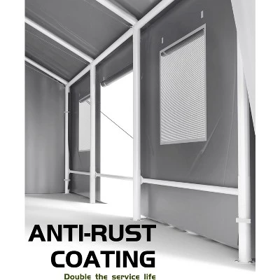 10'x20' Windproof Carport With Reinforced Frames And 180g PE Canopy; Includes Front And Rear Doors, Perfect For Pickups, Boats, And Equipment. 6 10'x20' Windproof Carport With Reinforced Frames And 180g PE Canopy; Includes Front And Rear Doors, Perfect For Pickups, Boats, And Equipment. - Image 6