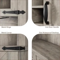 72" Kitchen Pantry Storage Cabinet With Hutch And Sliding Barn Door, Farmhouse Tall Buffet Cabinet With Drawers -Home Decor Store GUEST c4c7b041 1a23 4b50 b050 f604623077cb