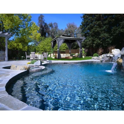 12'x12' Hardtop Gazebo For All Weather With Double Metal Roof, Aluminum Alloy Frame, Net, And Curtain; Perfect For Patio, Deck, And Backyard. Gray. 8 12'x12' Hardtop Gazebo For All Weather With Double Metal Roof, Aluminum Alloy Frame, Net, And Curtain; Perfect For Patio, Deck, And Backyard. Gray. - Image 8