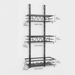 Over The Door Pantry Organizer,Hanging Basket Back Door Storage Rack Shelf,Metal Over The Door Shelves For Bathroom Kitchen Pantry Bedroom