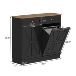 Tilt Out Trash Cabinet 20 Gallon,Hidden Wooden Trash Can Cabinet, Farmhouse Laundry Hamper Cabinet