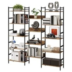 5 Tier Book Shelf,Open Large Metal Frame Display Shelves,Industrial Bookshelves And Bookcases With Metal Frame -Home Decor Store GUEST c6e53295 8fa0 4a5d 8848 d7cb2448ff81