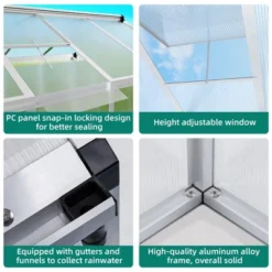 8x12FT Greenhouse For Outdoors,Polycarbonate Greenhouse With Quick Setup Structure And Roof Vent,Aluminum Greenhouses For Outdoors Heavy Duty -Home Decor Store GUEST c7eec484 b1dd 4c9b a440 8aad4bc675e9 1