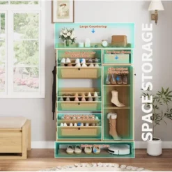 Rattan Shoe Storage Cabinet With 3 Flip Drawers, Shoe Cabinet Freestanding Shoe Organizer Cabinet With Adjustable Shelves, Shoe Cabinet Storage -Home Decor Store GUEST c86fb053 c0fa 4afc 8d77 08c6c905c3f8