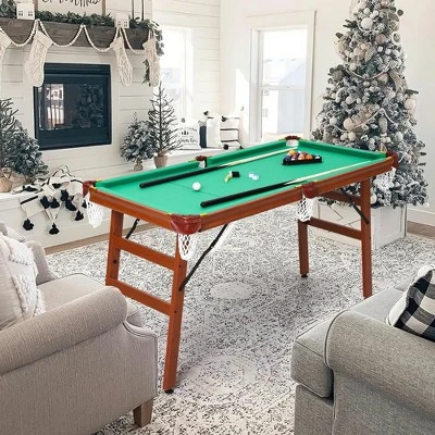 55-inch Folding Billiard - Portable Pool Table, Billiard Game Table With 2 Cue Sticks 16 Balls Triangle Chalk For Kids And Adults 10 55-inch Folding Billiard - Portable Pool Table, Billiard Game Table With 2 Cue Sticks 16 Balls Triangle Chalk For Kids And Adults - Image 10