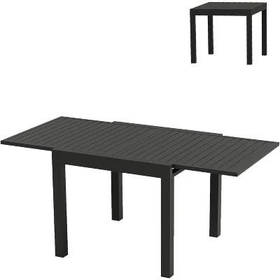 Aluminum 31"-63" Extendable Outdoor Dining Table Set For 4-6 Person, Expandable Patio Table With Aluminum Slat For Backyard, Deck 1 Aluminum 31"-63" Extendable Outdoor Dining Table Set For 4-6 Person, Expandable Patio Table With Aluminum Slat For Backyard, Deck