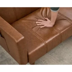 75" Futon Sofa Bed, Mid-Century Modern Futon Couch, Convertible Sleeper Sofa With Adjustable Backrest, PU Leather Sofa Couch For Living Room, Brown -Home Decor Store GUEST c9d66857 7390 4a24 a2c0 d10f01ee18fb