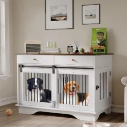 Dog Furniture Crate, 47" Large Dog Crate Furniture W/ 2 Storage Draws & Removable Divider For Large/Medium/Small Dogs -Home Decor Store GUEST c9e79e5a abd6 45a1 b6b4 d07711f6ea02