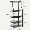 Kitchen Bakers Rack, Microwave Oven Stand With 2 Large Wire Basket, Industrial Coffee Bar Station