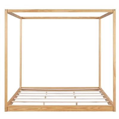 King Size Bed Frame, Modern Wooden Canopy Bed Frame With Low Base Support Legs, King Size Canopy Bed For Kids Teens, No Box Spring Needed Natural 1 King Size Bed Frame, Modern Wooden Canopy Bed Frame With Low Base Support Legs, King Size Canopy Bed For Kids Teens, No Box Spring Needed Natural
