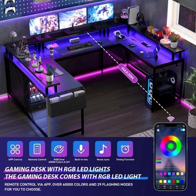 U Shaped Computer Gaming Desk, Reversible L Shaped Desk With Power Outlets 5 U Shaped Computer Gaming Desk, Reversible L Shaped Desk With Power Outlets - Image 5