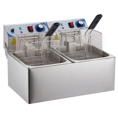 Whizmax Electric Deep Fryer, 10 L X 2 Deep Fryer With Basket, Adjustable Temperature Control, Nuggets, Chips & More,Stainless Steel,Sliver 1 Whizmax Electric Deep Fryer, 10 L X 2 Deep Fryer With Basket, Adjustable Temperature Control, Nuggets, Chips & More,Stainless Steel,Sliver