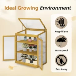 Cold Frame Greenhouse For Winter Wooden Mini Greenhouse Garden Polycarbonate Portable Greenhouse 2-Tier Greenhouse With Shelf For Outdoor Indoor Use -Home Decor Store GUEST cfba1808 02e2 4a06 92c7 584ce3295862