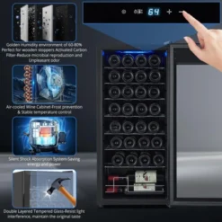 32 Bottle Wine Cooler, Compressor Wine Cooler Refrigerator With Digital Temperature Control