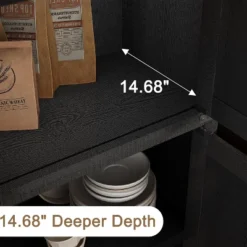 71.6" Farmhouse Kitchen Pantry - 5-Tier Storage Cabinet With Doors & Shelves, Distressed Wood -Home Decor Store GUEST d0355cad e01c 4222 b9bb a538066770b9