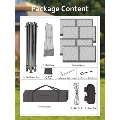 10x10 FT Pop Up Canopy Tent, Gazebo With Mosquito Netting, Adjustable Height Outdoor Gazebo 7 10x10 FT Pop Up Canopy Tent, Gazebo With Mosquito Netting, Adjustable Height Outdoor Gazebo - Image 7