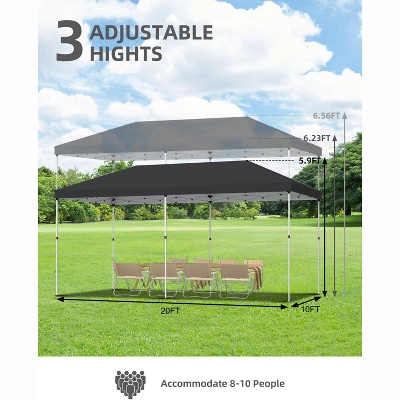 10x20 Pop Up Canopy - 1 Min Setup, 3 Height Adjustments W/Sandbags, UV Protection For Camping, Beach, Parties 4 10x20 Pop Up Canopy - 1 Min Setup, 3 Height Adjustments W/Sandbags, UV Protection For Camping, Beach, Parties - Image 4