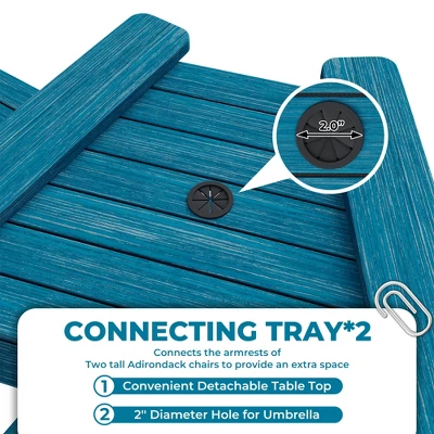 Outdoor Adirondack Barstools With Connecting Tray, Tall Adirondack Chairs Bar Chairs For Deck, Balcony, Backyard, Patio Bar Stool Chair With High Back 2 Outdoor Adirondack Barstools With Connecting Tray, Tall Adirondack Chairs Bar Chairs For Deck, Balcony, Backyard, Patio Bar Stool Chair With High Back - Image 2