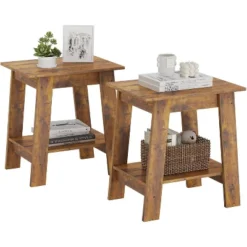 Farmhouse End Table – Rustic 2-Tier Side Table With Storage Shelf, Narrow Nightstand, Minimalist Accent Table For Living Room And Bedroom -Home Decor Store GUEST d88faab0 3129 401c b21b 96a7f73bfd60