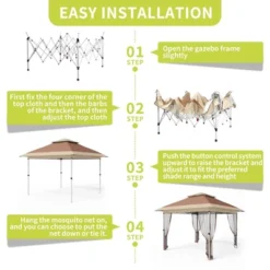 WhizMax Pop Up Outdoor Gazebo With Removable Curtains And Silver Coated Canopy -Home Decor Store GUEST d8faed56 1961 4841 9008 97059af767a1