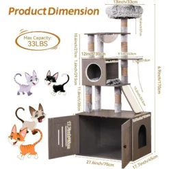 Cat Tree With Litter Box Enclosure, Hidden Litter Box Tree With Sisal Scratching Post And Soft Plush Perch -Home Decor Store GUEST d94bab7e 71f4 485b aeff 844973c254b5 1