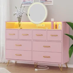 Dresser For Bedroom With LED Light & Power Outet, 8 Drawers Wooden Dressers With Open Space, Modern Chest Of Wide Drawers 22 Dresser For Bedroom With LED Light & Power Outet, 8 Drawers Wooden Dressers With Open Space, Modern Chest Of Wide Drawers -Home Decor Store GUEST db33d474 819f 4a55 99c6 040ec85cf7a6