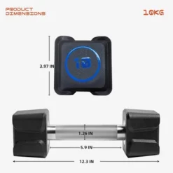 Cast Iron Dumbbells,Set Of 2 Weights With PU Coating And Anti-slip Grip,Square Dumbbells With No-Roll Head For Weight Training, No Odor,10 KG(22LB)