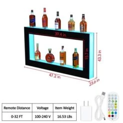 LED Lighted Liquor Bottle Display, Square 3-Step 48-Inch Wall Mounted Acrylic Liquor Shelf With Remote & App Control -Home Decor Store GUEST dc98e8ac ce55 45c1 b1f9 6557ccf2c09b