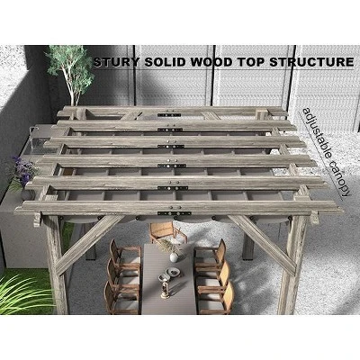 10x12x7.5FT Cedar Pergola Outdoor Wood Pergola With Canopy, Solid Structure Shelter For Deck, Garden, Backyard, And Lawn - Grey Charcoal 10 10x12x7.5FT Cedar Pergola Outdoor Wood Pergola With Canopy, Solid Structure Shelter For Deck, Garden, Backyard, And Lawn - Grey Charcoal - Image 10