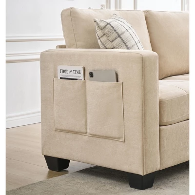 3 Seat Sofa Couch, 89'' Chenille Fabric Upholstered Sofa With Wide Armrest, Comfy Couches With Side Storage Pockets For Living Room, Bedroom 4 3 Seat Sofa Couch, 89'' Chenille Fabric Upholstered Sofa With Wide Armrest, Comfy Couches With Side Storage Pockets For Living Room, Bedroom - Image 4