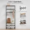 Coat Rack Shoe Bench With 10 Hooks,Hall Trees Entryway Bench With Storage,Multifunctional Hallway Organizer,Wood Look Furniture With Metal Frame